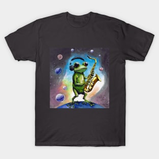 Sax Frog in Space T-Shirt